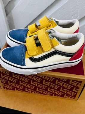 Vans Kids Velcro Sneakers - Blue/Yellow/Red 13